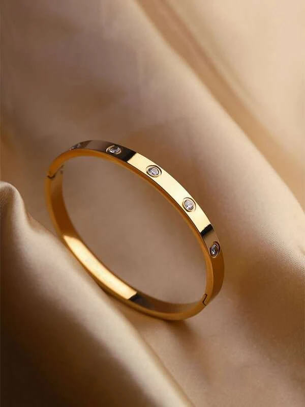 Bracelete Dourado com Strass